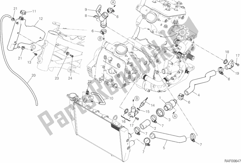 Toutes les pièces pour le Circuit De Refroidissement du Ducati Multistrada 1200 Enduro Touring Pack Brasil 2019